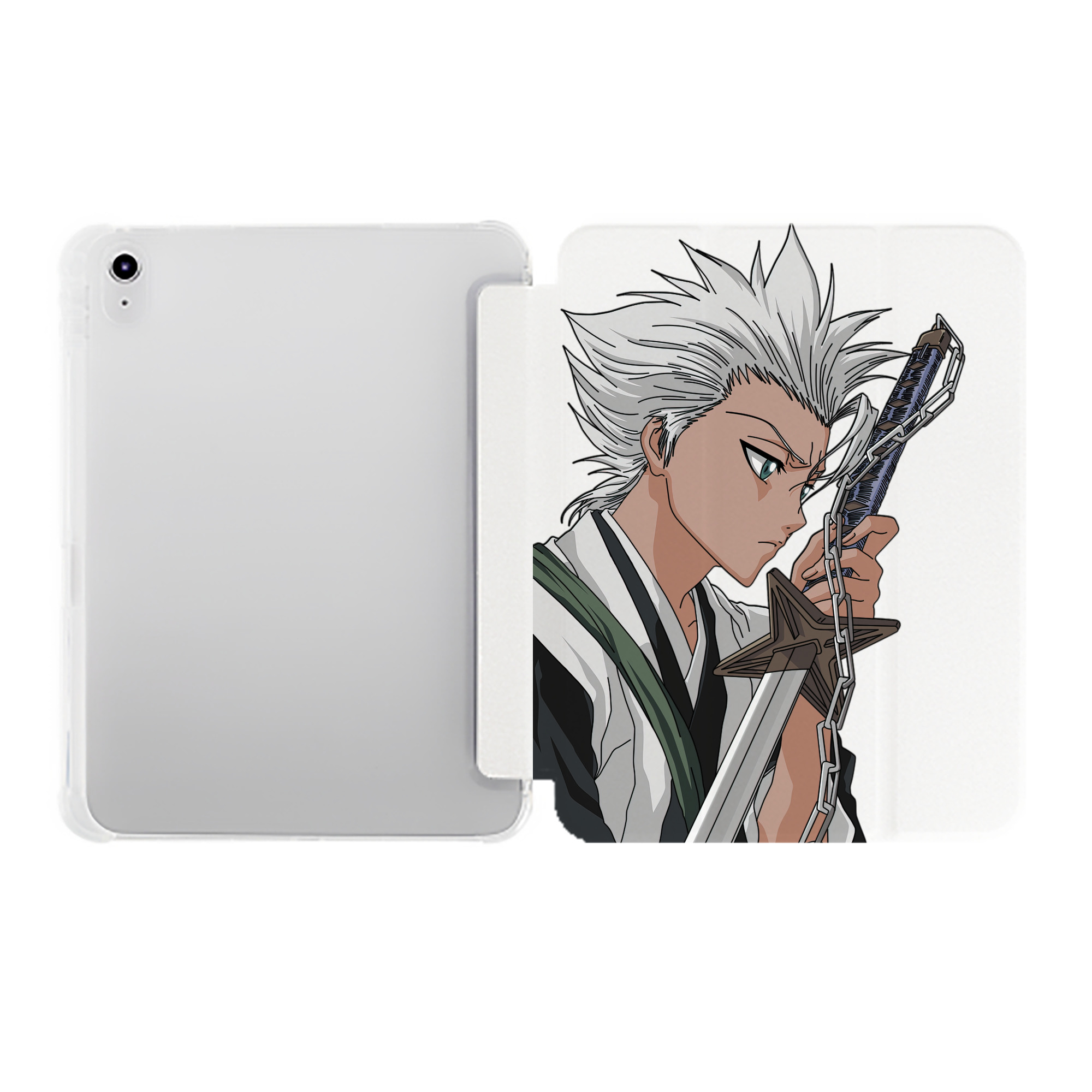 （画像用） ブリーチ 日番谷冬獅郎（ひつがや とうしろう） BLEACH Hitsugaya Toushirou IPad ケース ペン収納付き 三つ折りスタンド PUレザー×シリコン 対応機種9.5/10.5/10.9インチ